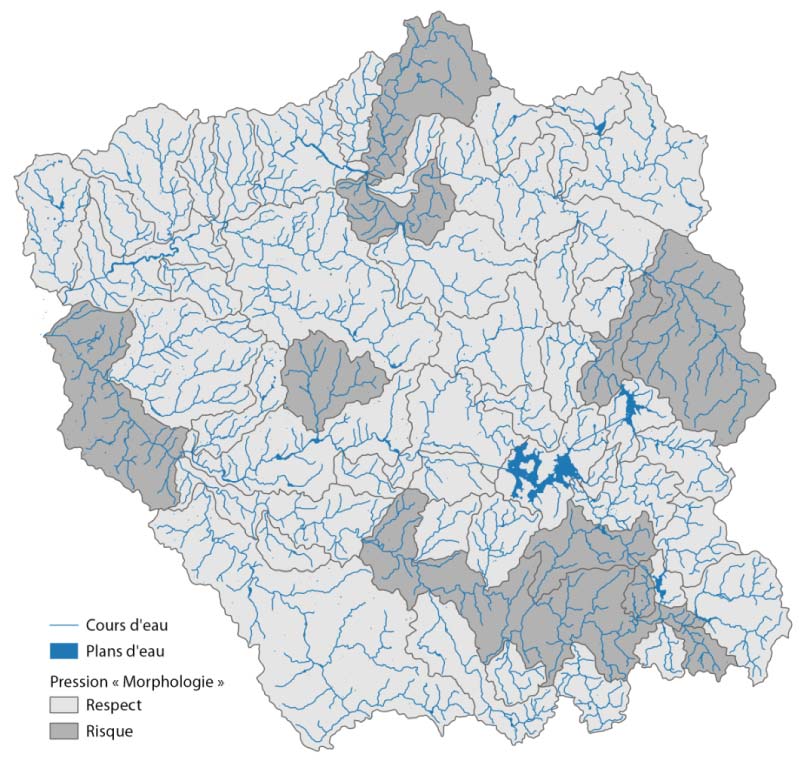 Carte de la pression « Morphologie» sur le territoire de Sources en action